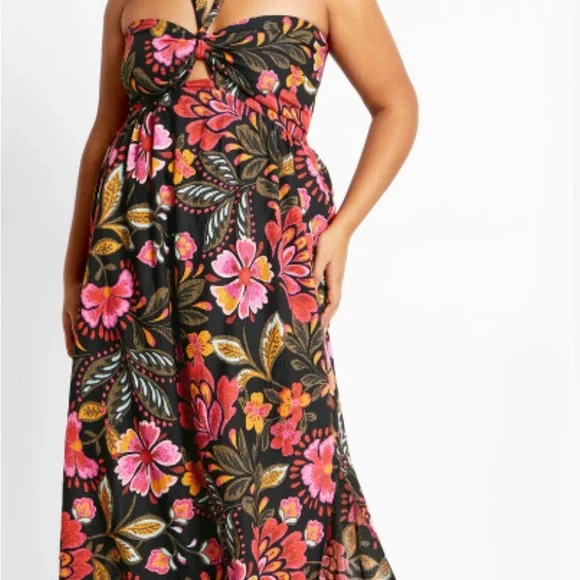 City Chic Plus Size Peta Print Maxi Dress - Rio